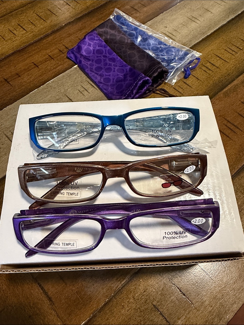 Joy Mangano Blue, Brown, and Purple Readers - 3 Pair Set